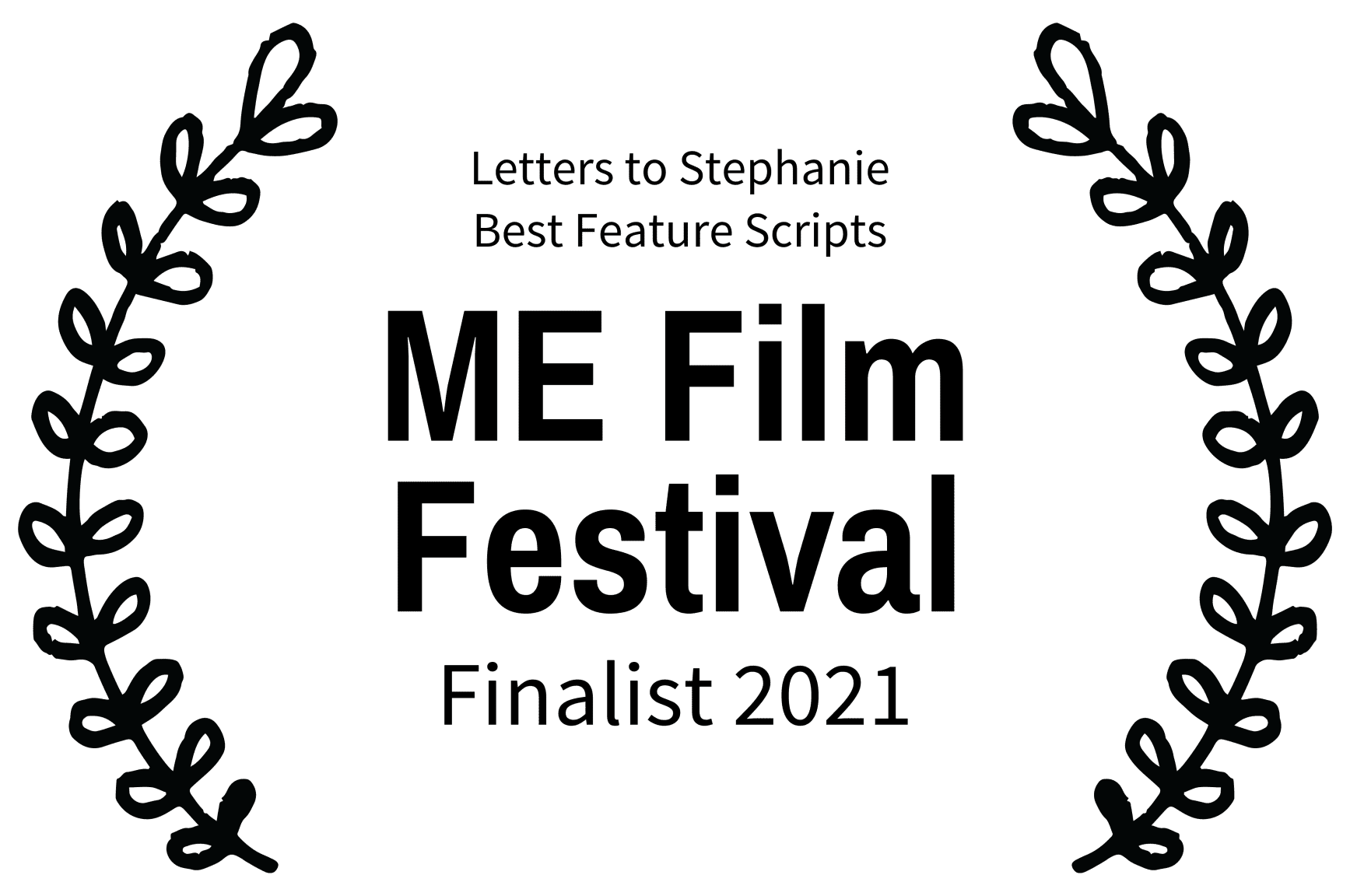 A green banner with black lettering and some leaves