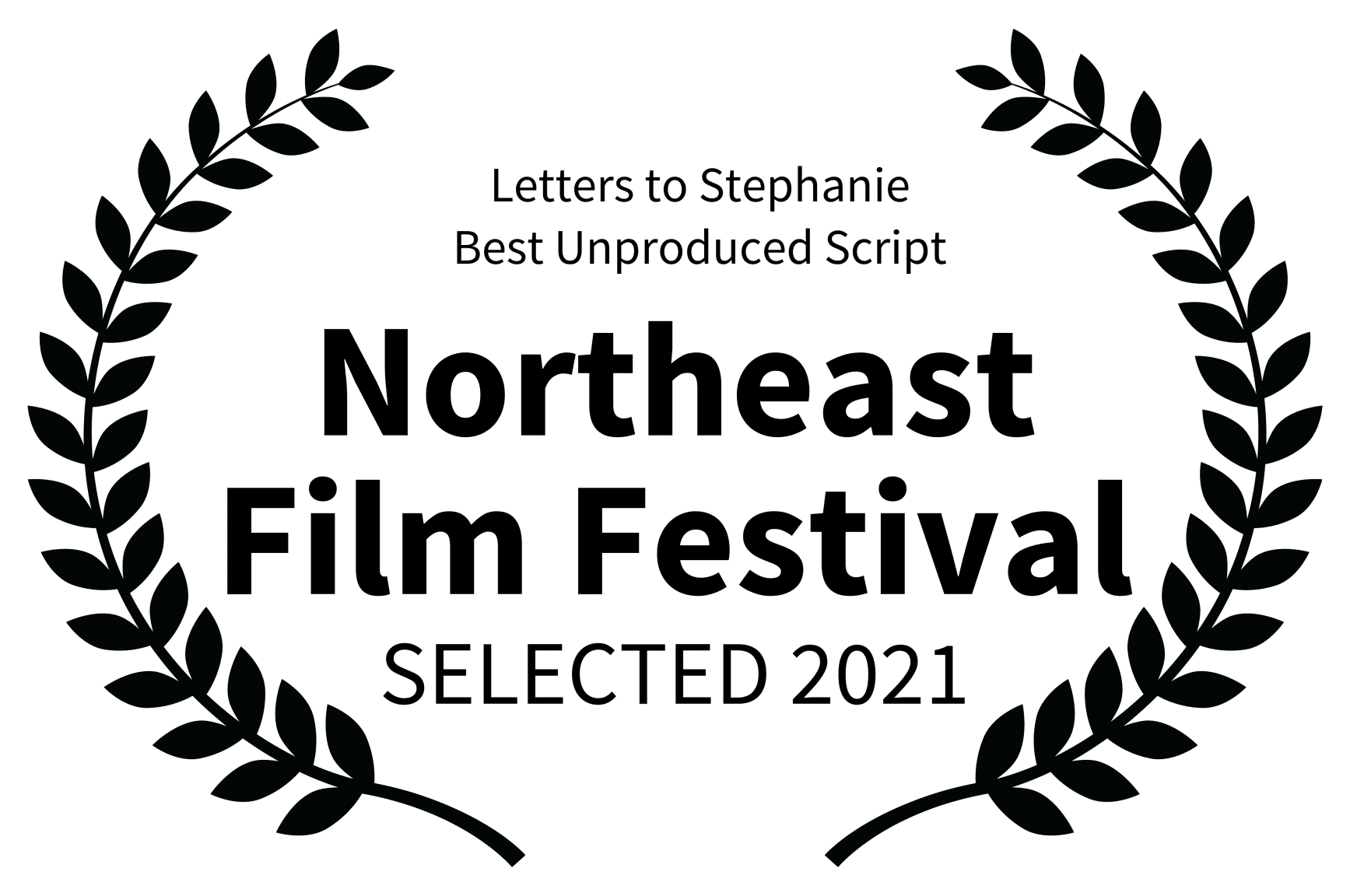 A green background with black leaves and the words northeast film festival.