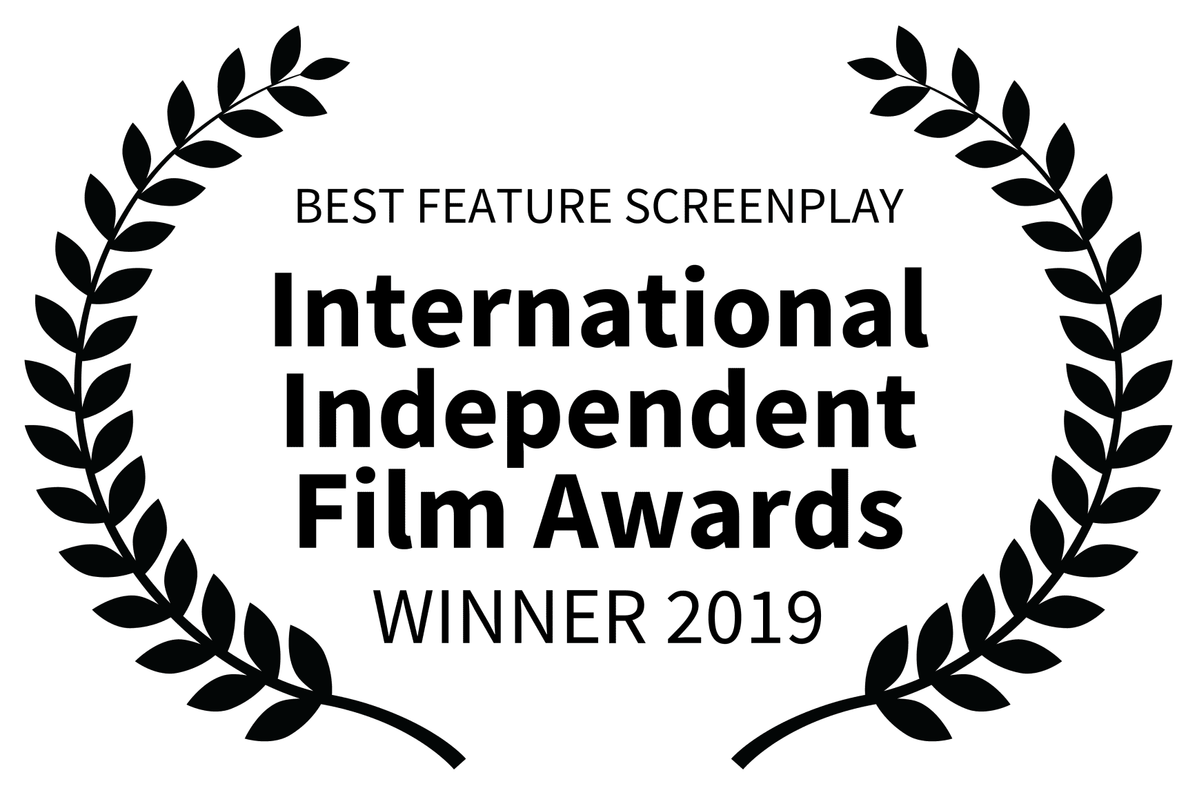 A green background with the words " best feature screenplay international independent film awards winner 2 0 1 9 ".